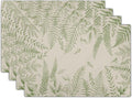 Green Plants Wild Fern Table Mats for Kitchen Set of 4,Green Leaves Botanical Washable Heat-Resistant Linen Fabric Desk Mats 12x18 Inch for Seasonal Home Party Dining Decor