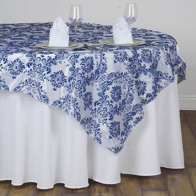 Efavormart 5pcs Royal Damask Flocking Square Tablecloth Overlay 60"x60" Square - Image 3