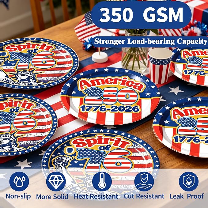 40Pcs Patriotic 4th of July Paper Plates and Napkins Set, 9 Inch Disposable - Image 3