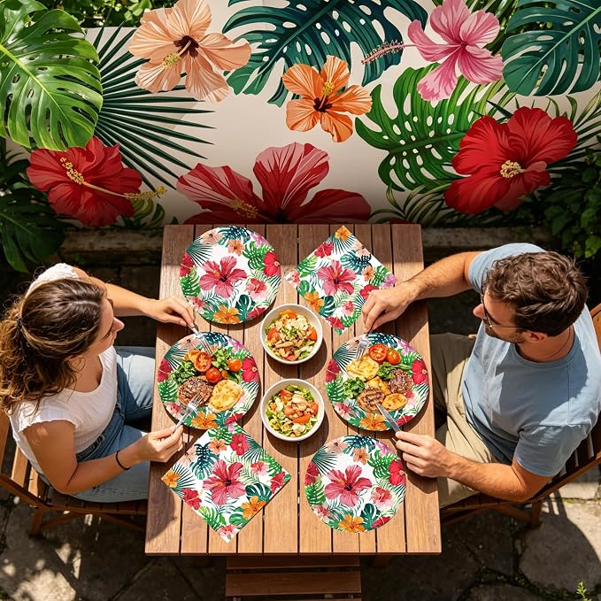 50PCS Hawaiian Luau Paper Plates and Napkins Party Decorations, 7inch - Image 7