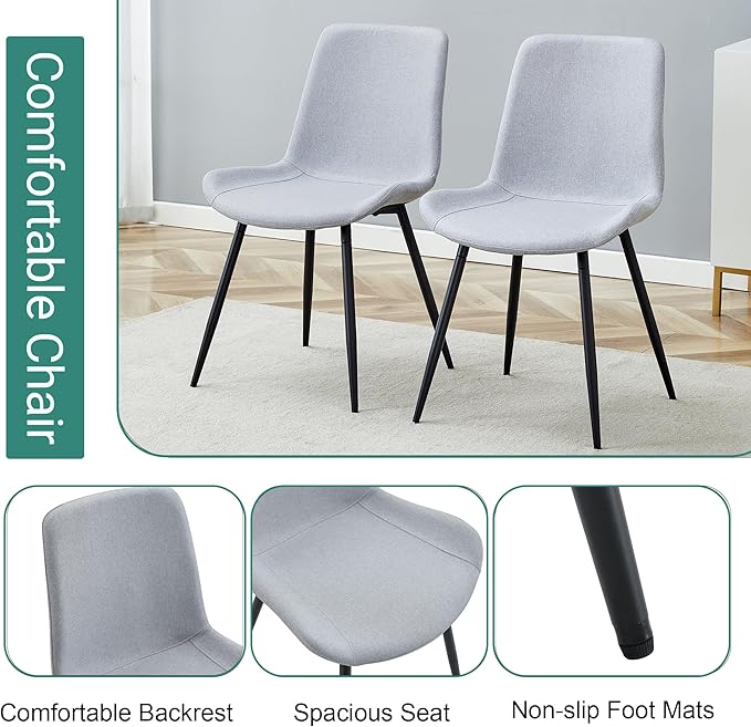 Extendable Dining Table Set for 6, 55"–71" Modern Wood Kitchen Table with 6 Upholstered Chairs, Space-Saving for Living Room Apartment, Sturdy & Comfortable, Easy Assembly