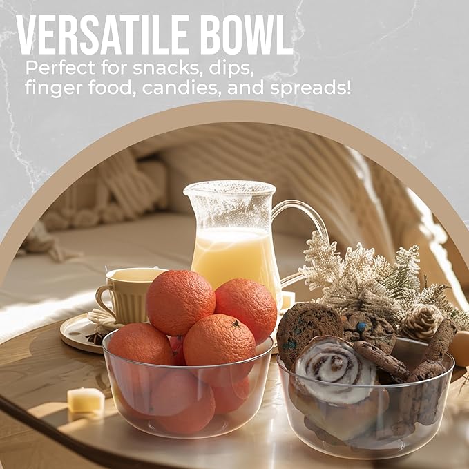 Trendables Plastic Bowls Disposable Bowls 24 Oz Bowl Set Of 20 Clear Silver Rimmed Fancy Plastic Serving Bowls Perfect Plastic Ice Cream Bowls Plastic Salad Bowls Plastic Candy Bowl