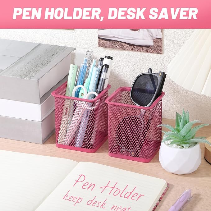 Segarty Pen Cup, 12 Pack Square Dark Pink Pen Holder - Image 5