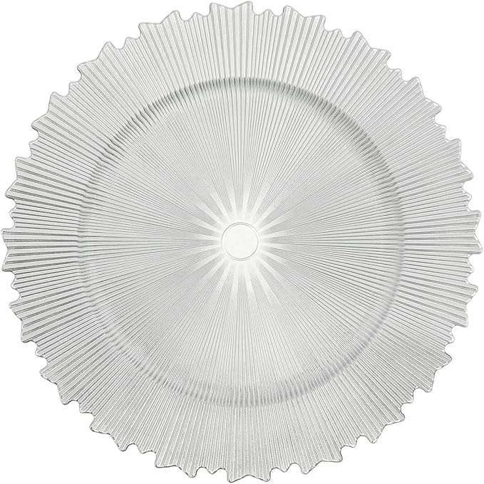 50 Pcs Antique Charger Plates Bulk, 13in Reusable Serving Plates Embossed Rim Plastic Party Dinner Plate Chargers Round Decorative Server Plate for Wedding Party Event Tableware
