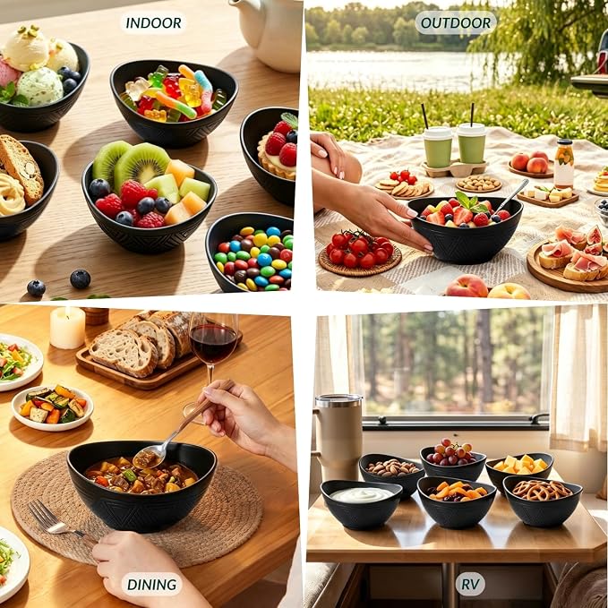 Wheat Straw Serving Bowls Unbreakable Oval Bowls Set of 6 Soup Bowls Microwave - Image 8