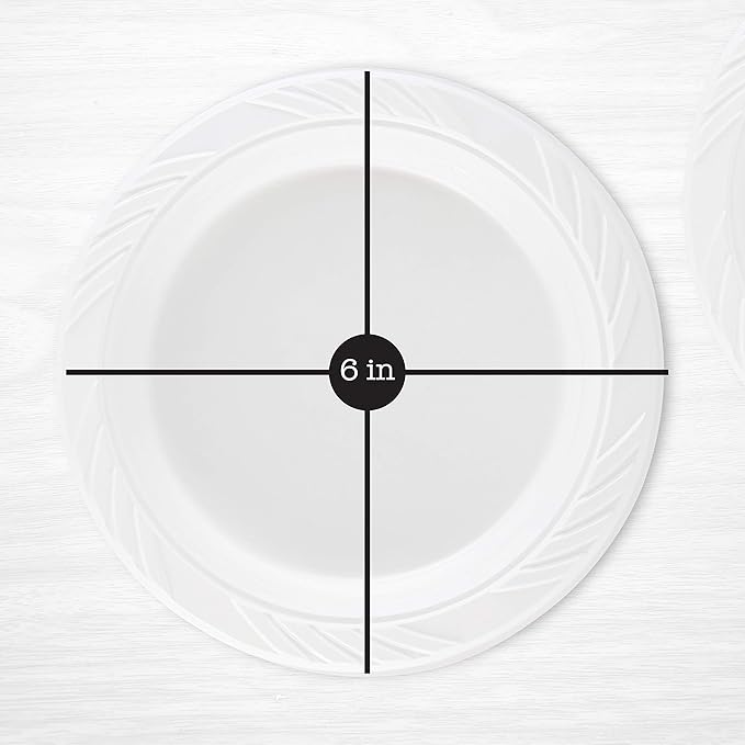 100 Count Disposable 6 Inch White Plastic Dessert Plates