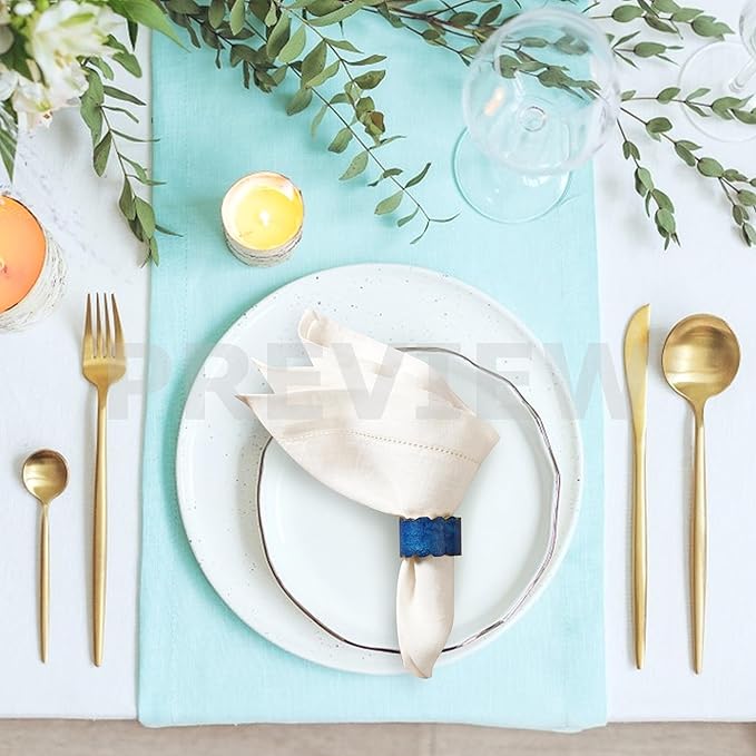 ALPHA Living HOME Handmade Epoxy Napkin Rings Set of 12 | Elegant Table Decor for Dining, Weddings & Events | Durable & Stylish Napkin Rings Holders | Art Deco Design (Blue Gold)