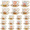 Teenyyou Set of 18 Tea Cups and Saucers Tea Party Decorations Floral Porcelain by Teenyyou