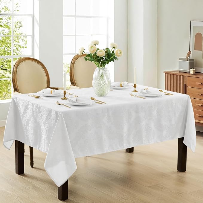 Newbridge Barcelona Luxury Damask Fabric Tablecloth, 70” Extra Wide x 108” - Image 5