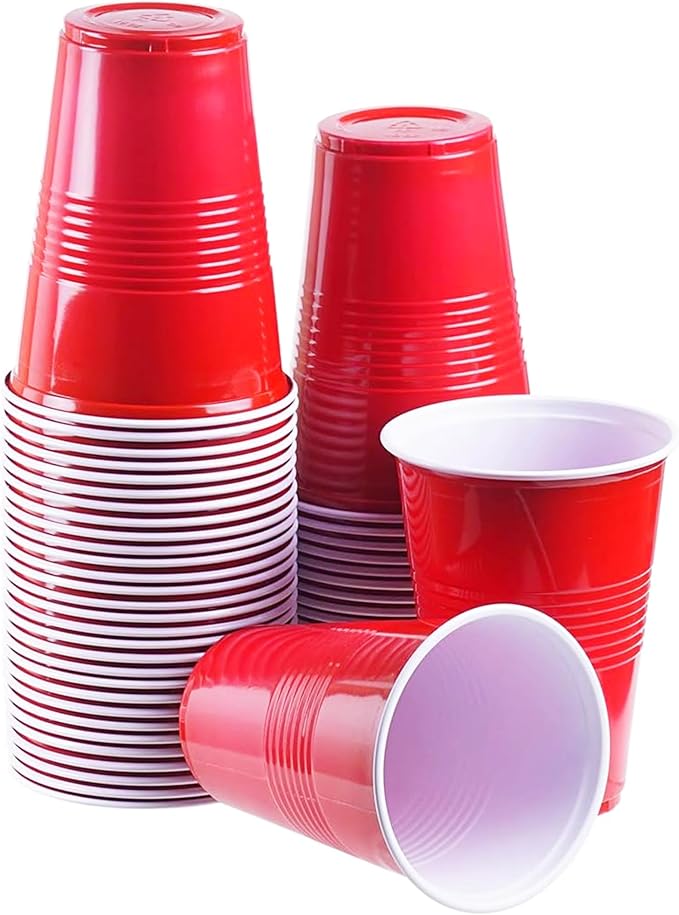 TashiBox 12 oz Red Plastic Party Cups - Image 3