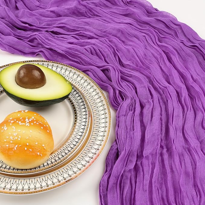 12 Pack 10Ft Purple Cheesecloth Table Runner 23 x 120 Inch | Gauze Rustic Boho - Image 5