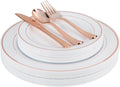 Exquisite 200 Piece Heavyweight Party Disposable Plastic Plates and Cutlery Set by Exquisite