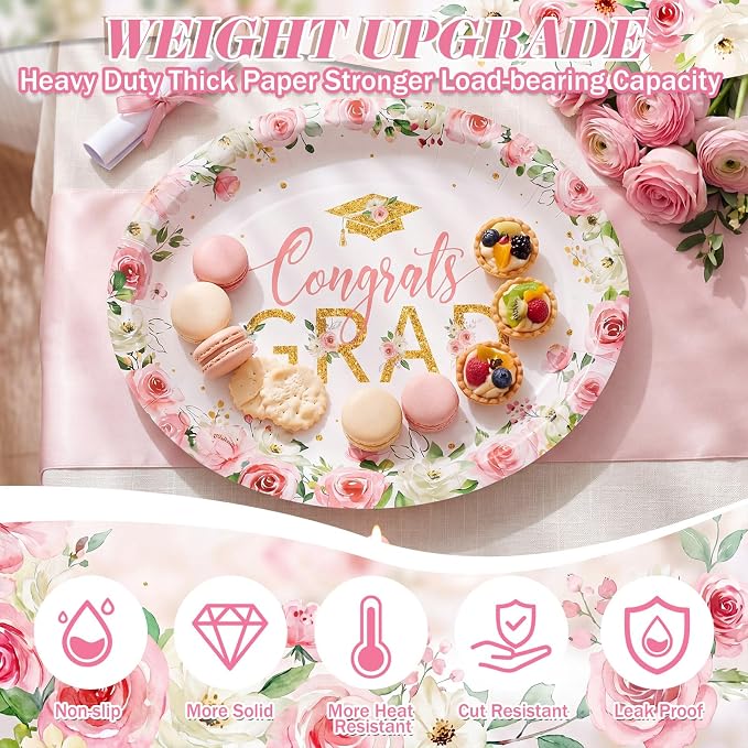 350 Pcs Class of 2026 Floral Graduation Party Decorations 12 inch Disposable - Image 3