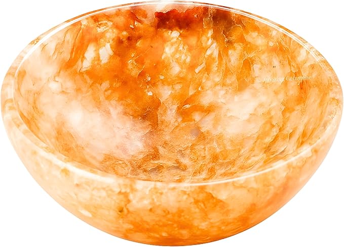 Golden Quartz Crystal Bowl - 3 Inch Decorative Bowls for Room and Home Decor - Gemstone Healing Crystals for Elegant Display, Positive Energy Balance and Gift