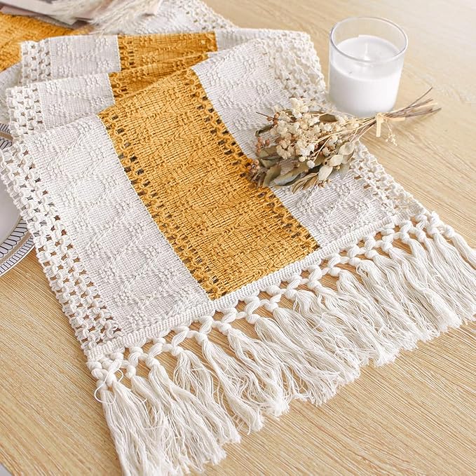 Farmhouse Table Runner for Home Decor 12x72 Yellow Fall Home Decor | 72 Inches by FEXIA