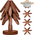 Wooden Trivets for Hot Dishes,Natural Tree Trivet Set,Foldable Wooden Trivet,Black Walnut Wooden Tree Coaster Set for Hot Dish/Pot/Bowl/teapot/hot Pot Set(4 Piece-Walnut)