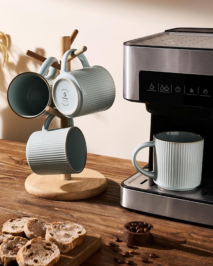 famiware Star Coffee Mug Set for 4, Handcrafted 12 oz Ceramic Stoneware Mugs - Image 7