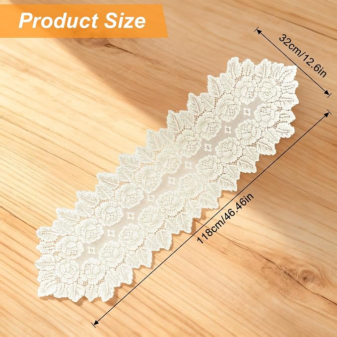 Beige Oval Lace Table Runner Doilies, Cotton Handmade Crochet Placemats - Image 2