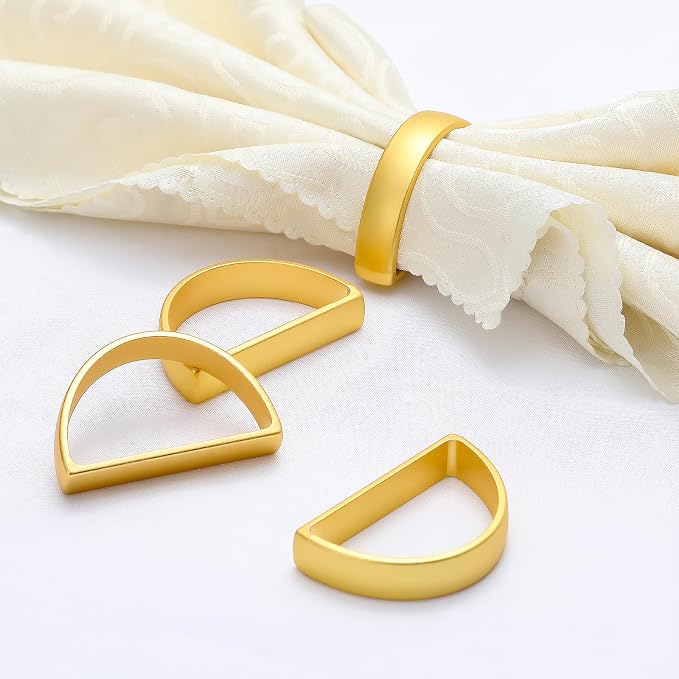 KPOSIYA Napkin Rings Set of 12, Metal Gold Napkin Rings Bulk - Image 4