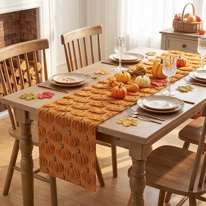 Artoid Mode Caramel Soft Faux Fur Fall Table Runner 13x120 Inch | Seasonal - Image 4