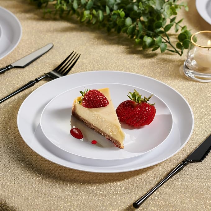 PLASTICPRO White Plastic Design Party Plates Premium heavyweight Elegant 128 - Image 2