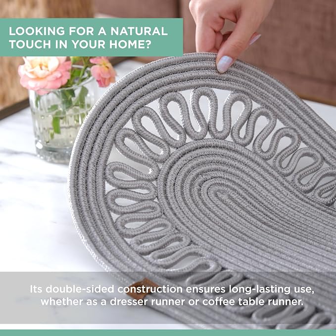 Oval Jute Table Runner | Woven Braided Dining Runner | Natural Textured Rattan - Image 2