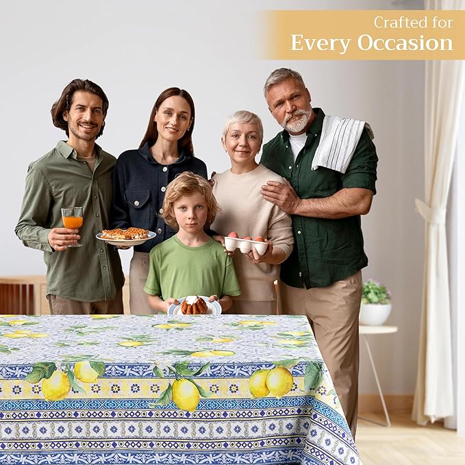 Maison d' Hermine Table Cloth Rectangle Table 100% Cotton 70 x 108 Inches Tablecloth Reusable Decorative for Dining Room Farmhouse Home Valentines Day Decorations Spring Summer - Citrus
