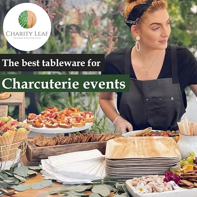 Charity Leaf Disposable Palm Leaf 2.5" Square Mini Bowl (400 pcs) Dipping Bowls | Bamboo Like| All Natural and Biodegradable | Charcuterie Boards, BBQs, and Parties