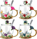 Nuanchu 4 Sets Flower Glass Tea Cups by Nuanchu