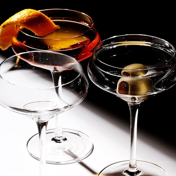 LEMONSODA Nick And Nora Classic Martini Glasses Manhattan, Cosmopolitan, Espresso Martini, Lemon Drop, Dirty Martini - Inspired by 1930's-50's Cocktail Culture - 6oz/10oz (Set of 24, 6oz) (2273)