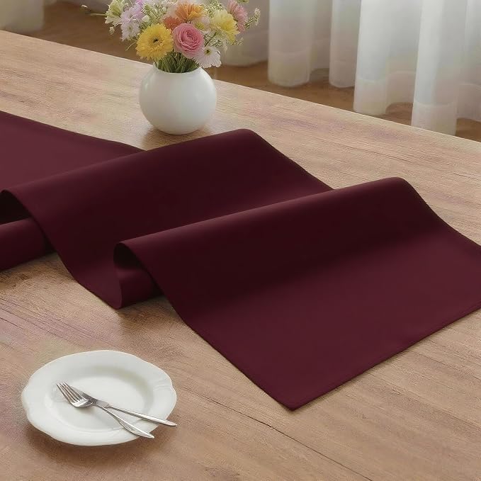 MEANMOY Burgundy Table Runner 60 Inches Long Waterproof Table Runners | - Image 3