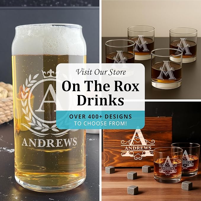 Monogram Beer Glasses for Men (A-Z) 16 oz - Beer Gifts for Men Brother Son Dad Neighbor - Unique Gifts for Him - Personalized Drinking Gift Beer Glass Mugs - Engraved Beer Can Glass (B)