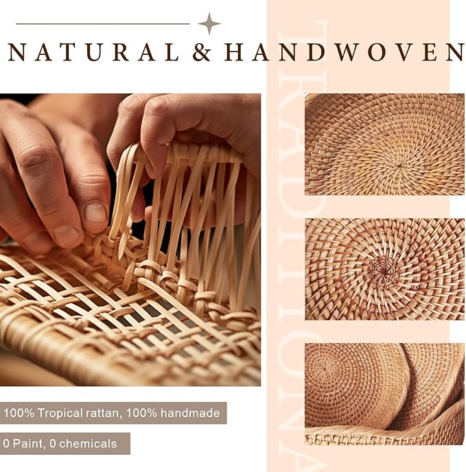 11.2" Large Wave Rattan Bread Basket for Fruit, Natural Wicker Fruit Basket for Kitchen Counter, Hand Woven Food Baskets, Bread Baskets for Serving, Fruit, Vegetable, Candy, Nuts, Keys, Wallets, Etc.