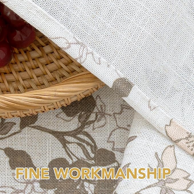 H.VERSAILTEX Linen Table Cloths Floral Printed Tablecloth Spill-Proof Waterproof Table Cover for Dining Buffet Feature Soft and Thick Fabric Wrinkle Free, 60 x 104 Inch, Retro Floral - Brown