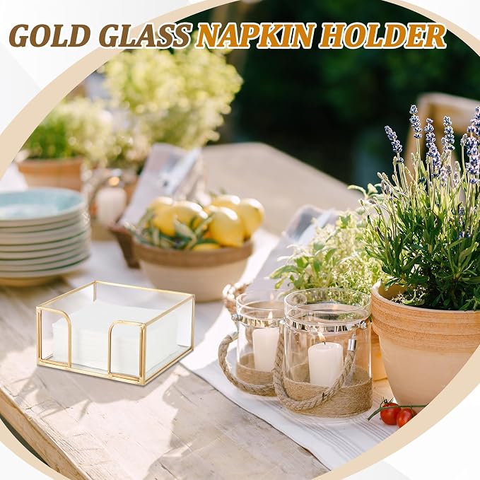 LemonRoad 2 Pcs Square Gold Napkin Holder - Image 2
