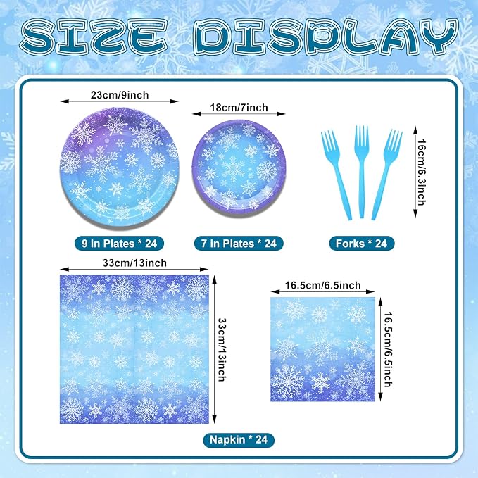 96 Pieces Snowflake Winter Party Supplies Set - Image 2