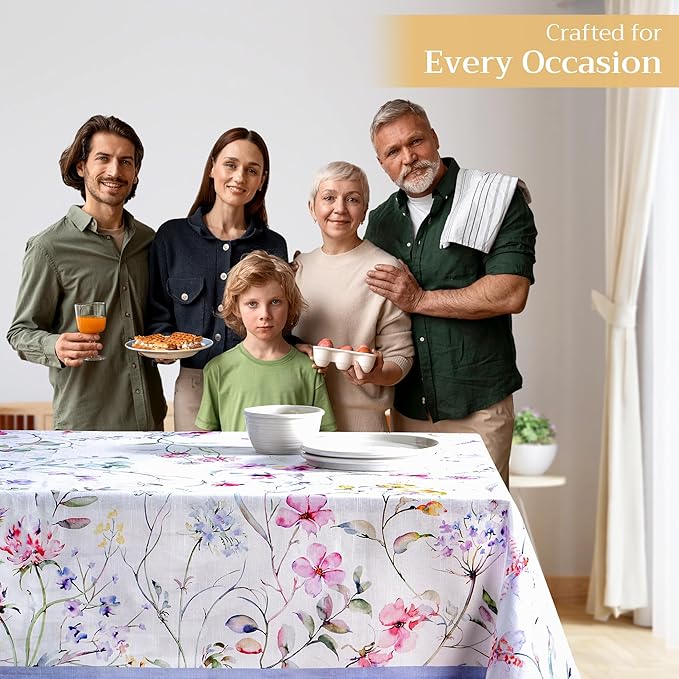 Maison d' Hermine Table Cloth Rectangle Table 100% Cotton 70 x 140 Inches Tablecloth Reusable Decorative for Dining Room Farmhouse Home Valentines Day Decorations Spring Summer - Summer Floral