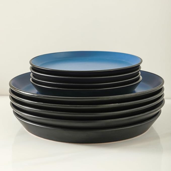 SERVICE FOR 4 - Total of 16 pieces including 8 dinner plates (10”), 4 salad plates (7.5”), 4 bowls (5.75”), and 4 mugs (12 oz), making it the perfect set to service 4 people