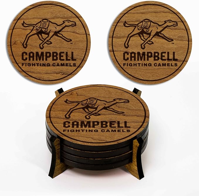 LazerEdge Campbell Camels Wooden Coaster Set - Cherry Wood - Officially Licensed Product - 4-Pack