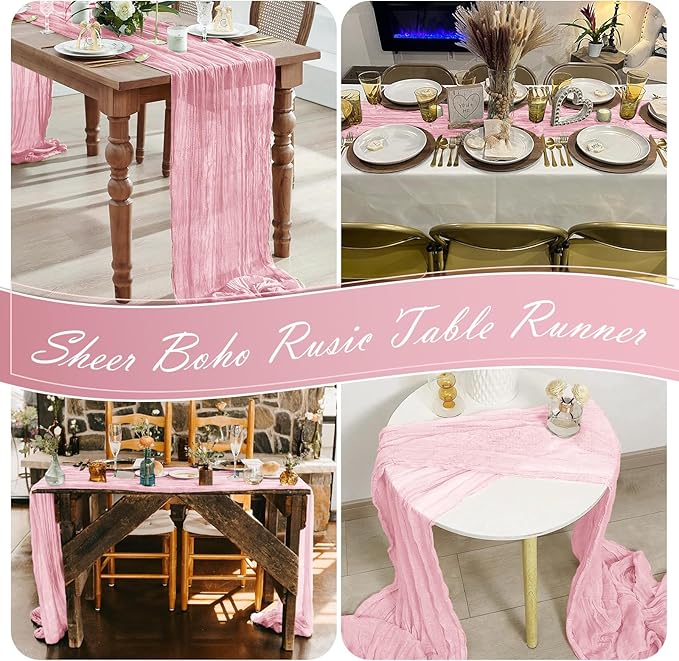 15 Pack Light Pink Cheesecloth Table Runner 17 x 108 inch Cheese Cloth Table - Image 7
