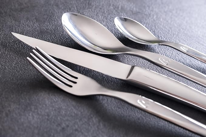 Laguiole Heritage Dinnerware Set; Luxury French Flatware in Premium Stainless Steel; Features Knives, Forks, Spoons with Ergonomic Handles; Dishwasher Safe; 4 Person Sets; Silver, 16-Piece