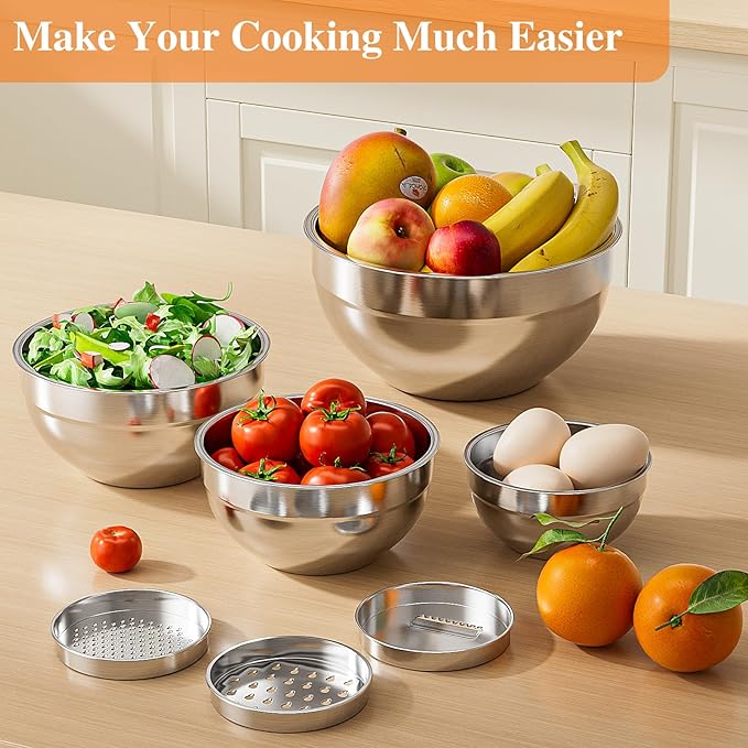 Mixing Bowls with Lids Set, Kitchen Food Storage Organizers Nesting Mixing Bowl - Image 2