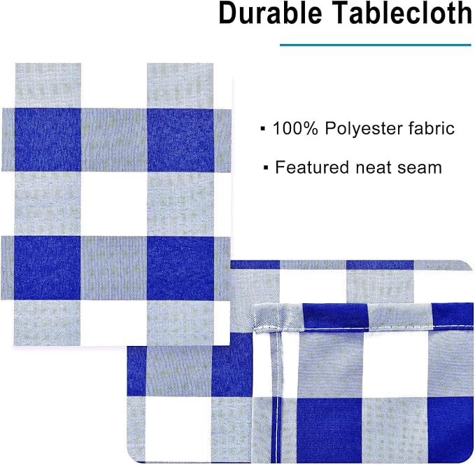 54 x 80 Inch Checkered Tablecloth Rectangle - Image 4