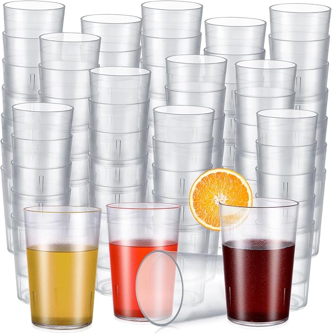 Meanplan 72 Pack Plastic Reusable Drinking Glasses Restaurant Grade 8 oz by Meanplan