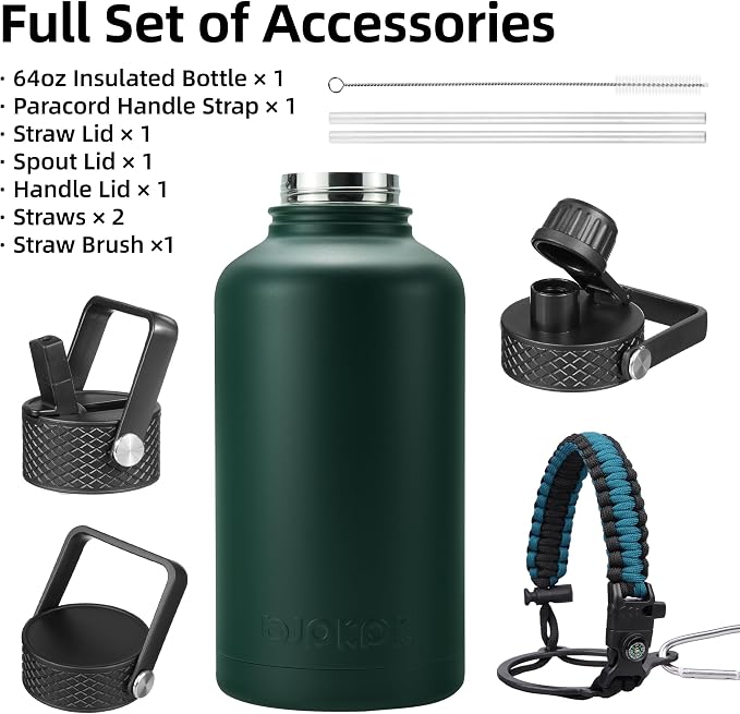 BJPKPK 64oz Insulated Water Bottle, Half Gallon Water Jug - Image 3