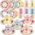 Tioncy 100 Pcs Tea Party Decorations Include 50 Pieces 9 oz Paper Tea Cups by Tioncy