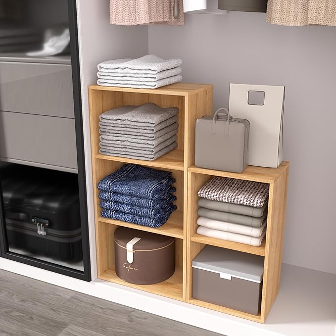 Wooden 3 Cube Storage Organizer,3 Tier Low Bookcase Freestanding Storage Display Organizer,Versatile Cubes Shelf and Cubby Unit for Any Space 15.7inch