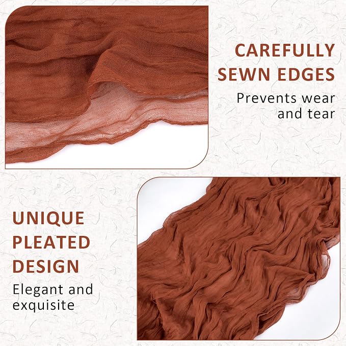 Cheesecloth Table Runner, 120 Inch 10 FT, Terracotta | 1 Pack, 35x120 Inches - Image 6