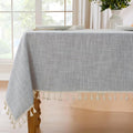 JIALE Textured Tablecloth, Heavy Duty Linen Style Farmhouse Table Cloth Rectangle Table, Wrinkle-Free Washable Waterproof Table Cover for Kitchen, Dining, Parties, 55"x55", Light Grey