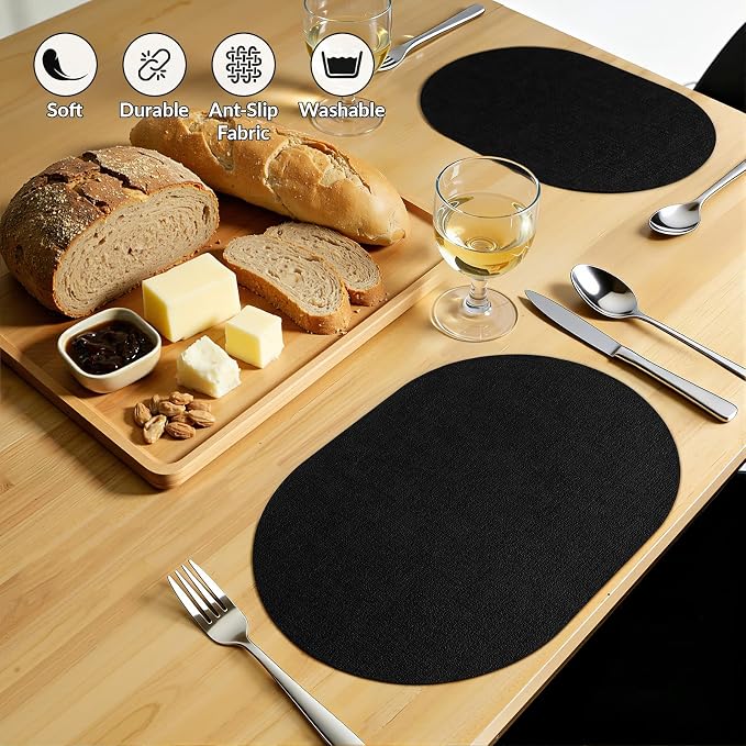 Placemats Set of 4, 11.8 x 17 Inch, Waterproof Wipeable Reversible PU Placemat - Image 6